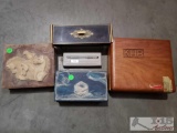 Three Jewlery Boxes, One cigar box, and One Cross Pen