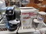 Keurig Coffee Machine, Can Opener, Coffee Mill, and Hamilton 4 Quart Slow Cooker