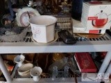 Wood trays, One Silver Plated butter dish, Stock Pot, and more