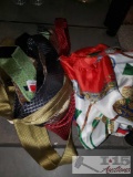 Assortment of Neck Ties and Two Flags