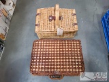 2 Picnic Baskets With Utensils, Plates. Cups.