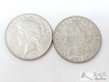 1921 Morgan Silver Dollar, 1922 Silver Peace Dollar