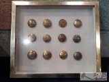 12 Livery Buttons and Wall Hanging Case