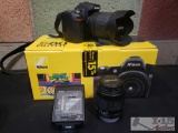 Nikon D80 Camera with 2 Lenses, Flash Attachment, and Original Box