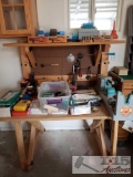 Work Bench with Reloading Tools, Ammo Storage Boxes, Gun Vises, and more