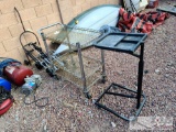 3 Dollies, Wire Push Cart, And Metal And Platic Push Tray