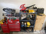 Husky Tool Boxes, Pittsburg Torque Wrench, Hand Tools, Bike Lift, Shop Vac, Home Lite Blower,