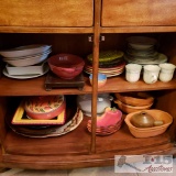Glassware, China, Renaissance China, Serving Platers and Clay Bowls