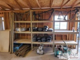 Shelving Rack with Additional Up Rights, Cross Bars and Wood