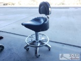 Adjustable Leather Rolling Shop Chair
