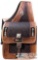 Basket weave and leaf tooled leather saddle bag with beaded arrow inlay.