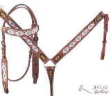 NEW Cactus Print Beaded headstall and breast collar set