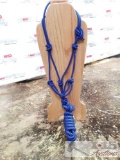 1 Nylon Royal Blue cowboy knot rope halter with removable 8 ft lead