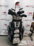 TaylorMade golf clubs and golf bags