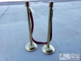 Two Rope Stanchions And Velvet Rope