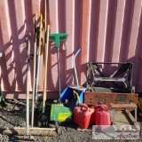 Gardening Tools, Gas Cans, Black And Decker Saw Table, And More