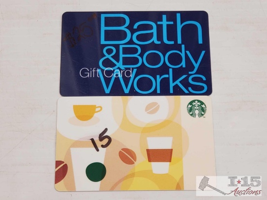 $25 Bath and Body Works Gift Card, $15 Starbucks Gift Card