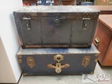 2 Vintage Trunks with Military Uniforms and More