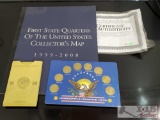 First State Quarters Of The United States Collectors Map With COA, 1980 Leningrad Mint Coin Set,