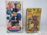 Vintage Battery Operated Good Time Charlie And Battery Operated Circus Elephant Toy In Box