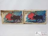 2 Vintage Battery Operated Fighting Bull Toys In Orginal Box