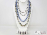 Ceramic Bead Necklace And Costume Pearl Necklace And Bracelets