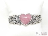 Sterling Silver Cuff Bracelet With Center Stone- 35g