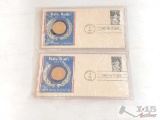 2 RARE BABE RUTH FIRST DAY ISSUE ENVELOPE WITH COIN JULY 6, 1983 YANKEES