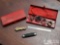 2 Small Snap-On Tool Boxes, Multipurpose Knife, and 