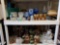 2 Shelves of Vintage Glassware, Includes Decanters, Water Despencers, and More