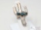 Native American L. James Turquoise Cactus Sterling Silver Ring