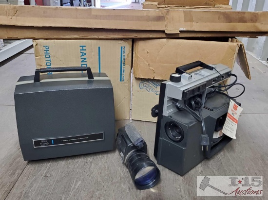 2 Automatic Threading Projectors, Projector Screen, and Video Camera