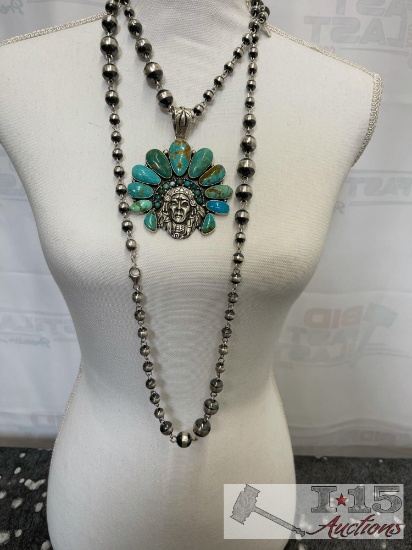 EXTRA EXTRA EXTRA LONG STERLING Navajo PEARL NECKLACE 60"