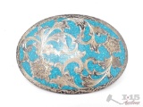 Sterling Silver Turquoise Belt Buckle- 82.2g