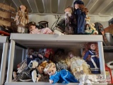 2 Shelves Of Porcelain Dolls