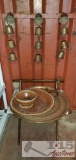 Vintage Bowl and Platters, Vintage etched Brass Tray Dish, Antique Foldable Luggage Rack