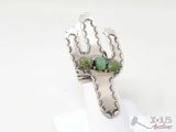 Native American L. James Turquoise Cactus Sterling Silver Ring