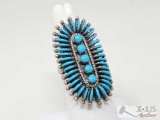 Native American Turquoise Cluster Sterling Silver Ring