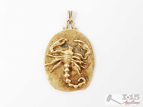 14k Gold Scorpion Pendant, 9.3g