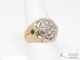 14k Gold Ring With Diamonds, 10.2g