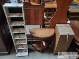 Wooden Shelving Unit, End Table, And Storage Box