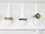 2 Sterling Silver Ring And 1 Costume Ring