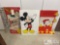 Vintage Cardboard Snoopy, Wings Cigarettes, and Mickey Mouse Signs