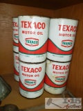 8 Vintage Texaco Quart Motor Oil Cans