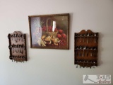 Approx 36 Sterling Collectable Spoons, Wooden Displays, And Piece Of Art