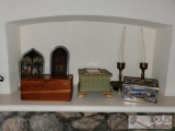 Jewlery Boxes, Candle Stick Holders, And Decor