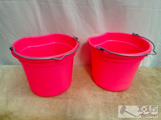 NEW Two (2) 20 Qrt. Flat back bucket, 11" tall. Made in USA.