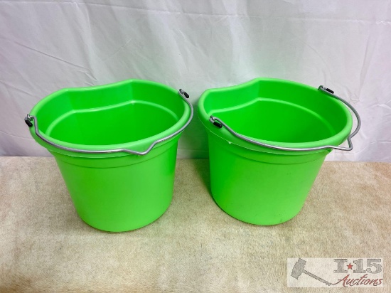 NEW Two (2) 20 Qrt. Flat back bucket, 11" tall. Made in USATwo (2) 20 Qrt. Flat back bucket, 11" tal