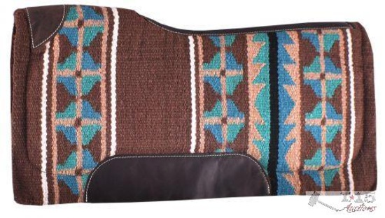 Showman... 34" x 36" Brown and Turquoise memory felt bottom saddle pad.