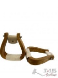 Showman ... Curved wooden stirrup with leather tread.
